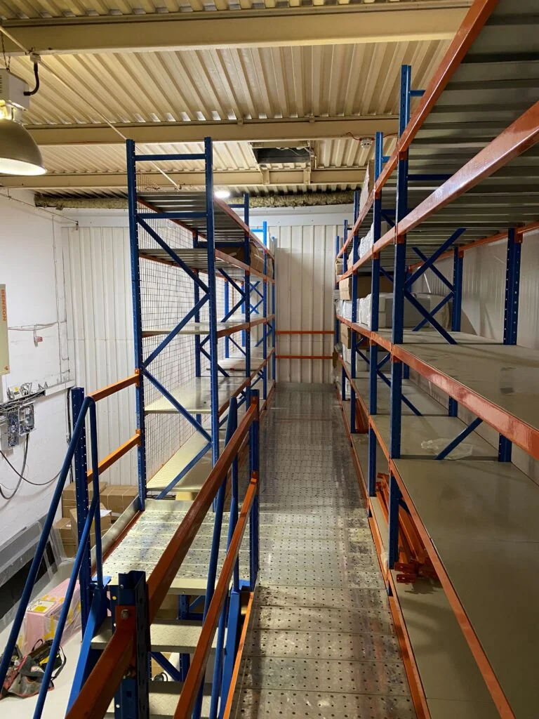 Longspan shelving on Mezzanine for effective storage