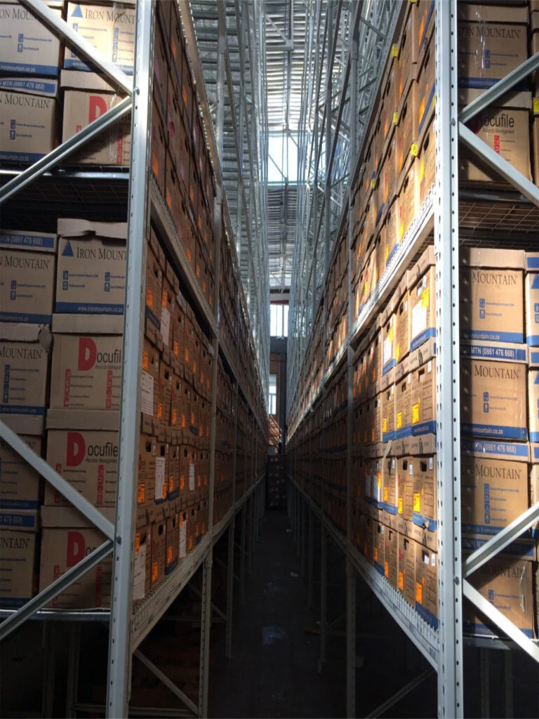 Pallet racking in a warehouse